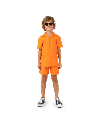 Opposuits Kids' Toddler And Little Boys Shirt And Shorts, 2 Piece Set In Orange