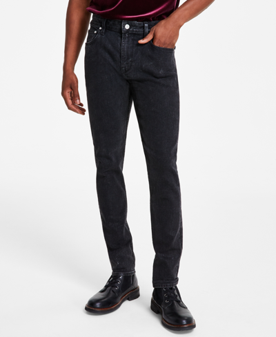 Guess Men's Slim-fit Coated Tapered-leg Jeans In Asphalt Black