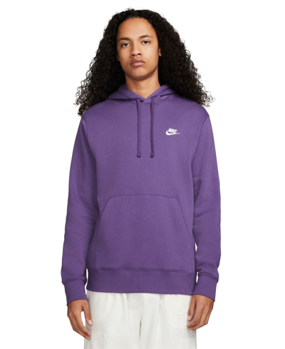 Nike Men's Sportswear Club Fleece Pullover Hoodie In Purple Cosmos,white