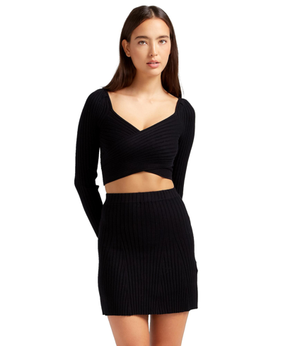 Belle & Bloom C'est Belle Knit Mini Skirt In Black