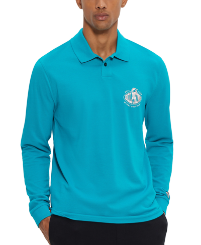 Hugo Boss Boss By  Men's Boss X Nfl Long-sleeved Polo Shirt In Open Green