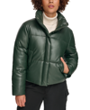 Levi's Water Resistant Faux Leather Puffer Jacket In Darkest Spruce