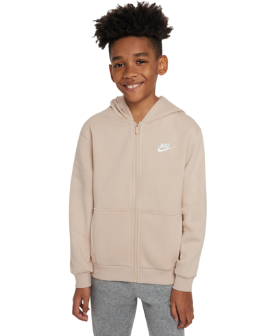 Nike Big Kids Sportswear Club Fleece Full-zip Hoodie In Sanddrift