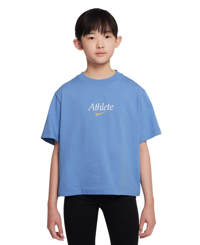 Nike Kids' Girls' Cotton Sportswear Boxy T-shirt In Blue
