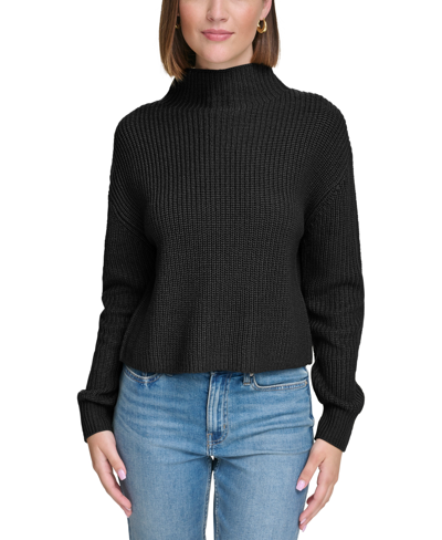 Calvin Klein Jeans Est.1978 Women's Patched Mock Neck Sweater In Black