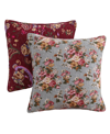 GREENLAND HOME FASHIONS ANTIQUE CHIC FLORAL PRINT DECORATIVE PILLOW SET, 16" X 16"