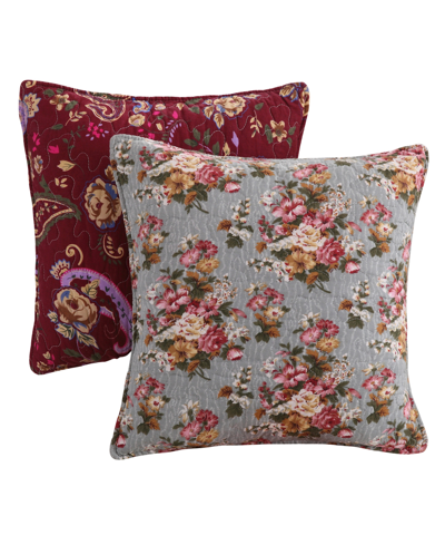Greenland Home Fashions Antique Chic Floral Print Decorative Pillow Set, 16" X 16" In Multi