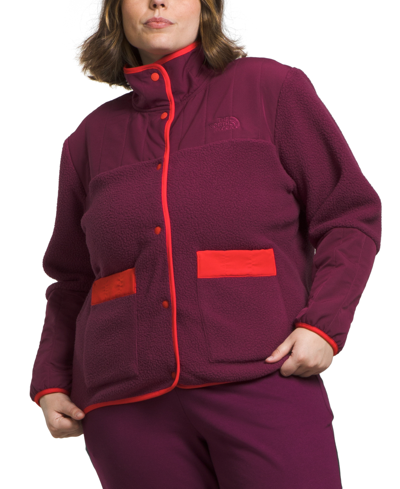 The North Face Women's Cragmont Fleece Colorblocked Shacket In Boysenberry,fiery Red