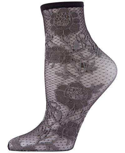 Natori Women's Chantilly Sheer Shortie Socks In Black,gray