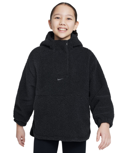 Nike High-pile Fleece Big Kids' (girls') Therma-fit Training Jacket In Black