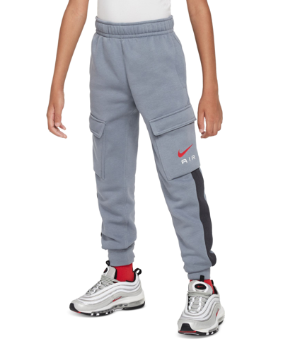 Nike Big Kids Air Standard-fit Fleece Cargo Joggers In Cool Grey,anthracite