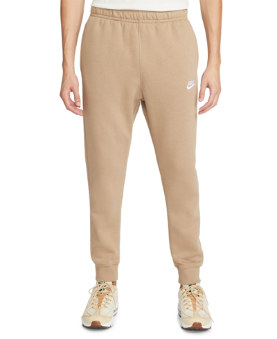 Nike Men's  Sportswear Club Fleece Jogger Pants In Khaki/khaki/white