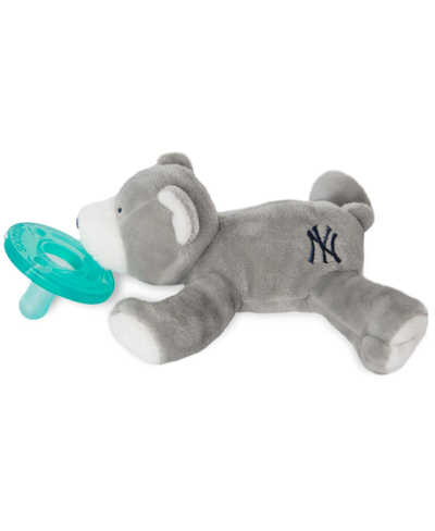Wubbanub Babies' New York Yankees  Bear Plush And Pacifier In Gray