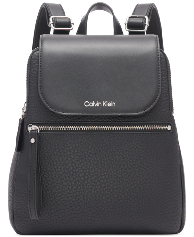 Calvin Klein Garnet Triple Compartment Backpack In Black,silver