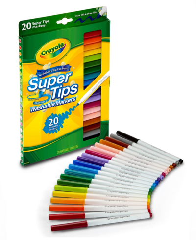 Crayola The Classic Coloring 20 Count Super Tips Mess Free Washable Markers Set In Multi