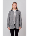 English Factory Tweed Button-up Shirt Jacket In Black,white