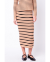 English Factory Women's Stripe Knit Midi Skirt In Tan,black