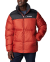 Columbia Puffect Hooded Jacket Man Down Jacket Rust Size Xl Polyester In Warp Red,shark