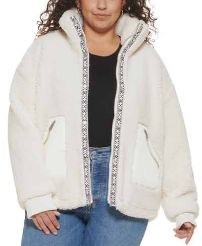 Levi's Trendy Plus Size Fleece Teddy Jacket In Almond