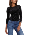 GUESS WOMEN'S AIDA CRUSHED VELVET LONG-SLEEVE TOP