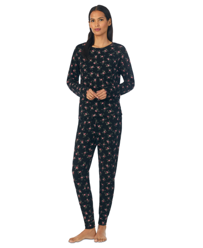 Lauren Ralph Lauren Women's 2-pc. Packaged Floral Jogger Pajamas Set In Black Ground Floral