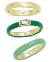 ON 34TH GOLD-TONE 3-PC. SET CRYSTAL & COLOR STACK RINGS, CREATED FOR MACY'S