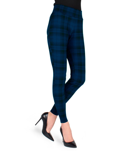 Memoi Tartan Shaping Women's Leggings In Navy,black