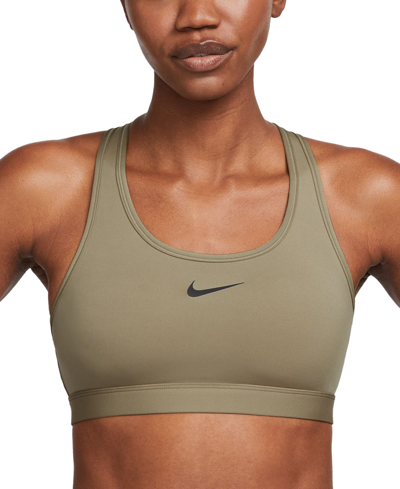 Nike Women's Swoosh Padded Medium-impact Sports Bra In Neutral Olive