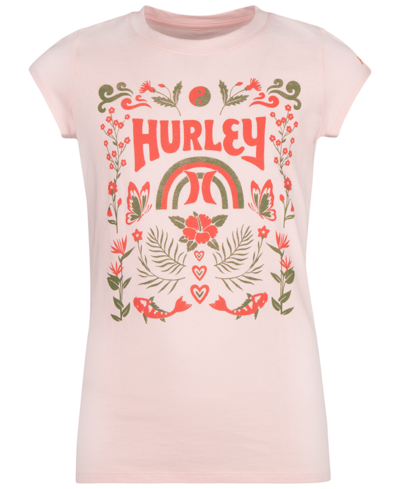 Hurley Kids' Big Girls Natural World Short Sleeves T-shirt In Pink Sand