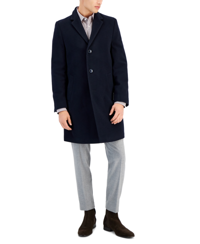 Nautica Men's Barge Classic Fit Wool/cashmere Blend Solid Overcoat In Navy
