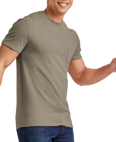 Alternative Apparel Men's Hanes Originals Cotton Short Sleeve Pocket T-shirt In Oregano Heather - U.s. Grown Cotton,pol