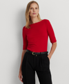 Ralph Lauren Cotton Boatneck Top In Martin Red