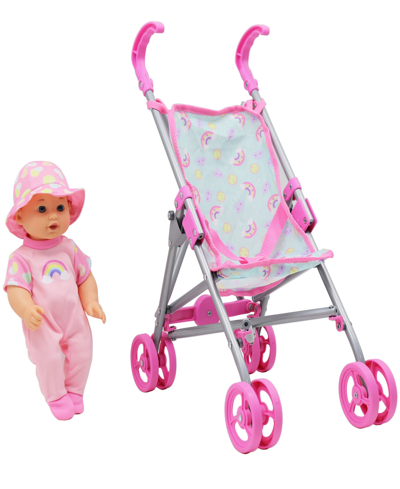 Dream Collection Stroller Set With Baby Doll Gi-go Dolls Kids 2 Piece Playset In Multi