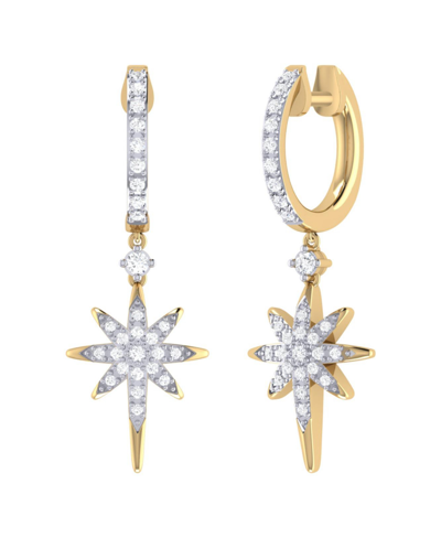 Luvmyjewelry Twinkle Star Diamond Hoop Earrings In 14k Yellow Gold Vermeil On Sterling Silver