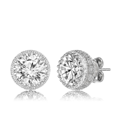 Stella Valentino Sterling Silver With 4ctw Lab Created Moissanite Solitaire Crown Pave Stud Earrings