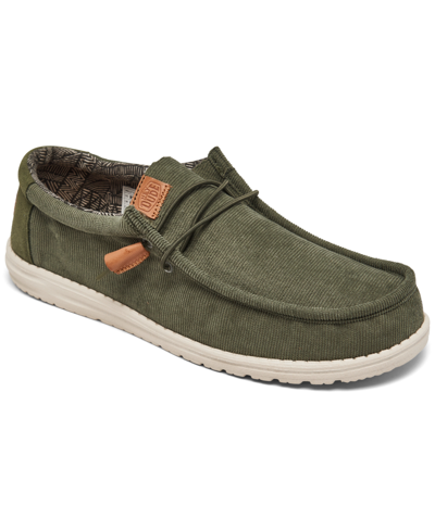 Hey Dude Men's Wally Corduroy Casual Moccasin Sneakers From Finish Line In Desert Green