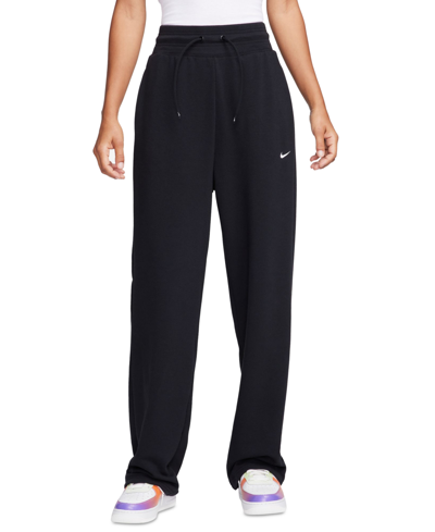 Nike Women's Dri-fit One French Terry High-waisted Open-hem Sweatpants In Black