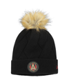 NEW ERA WOMEN'S NEW ERA BLACK ATLANTA UNITED FC SNOWY CUFFED KNIT HAT WITH POM