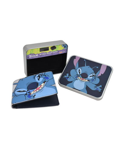 Disney 's Stitch Bifold Wallet In A Decorative Tin Case, Multi In Blue