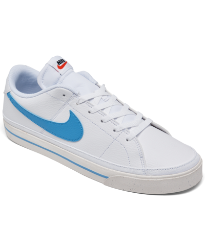 Nike Men's Court Legacy Next Nature Casual Sneakers From Finish Line In White,university Blue