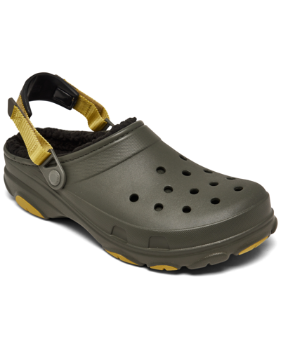 Crocs Men's Classic Lined All-terrain Clogs From Finish Line In Dusty Olive