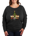 AIR WAVES AIR WAVES TRENDY PLUS SIZE SNOOPY CHRISTMAS TREE GRAPHIC LONG SLEEVE PULLOVER TOP