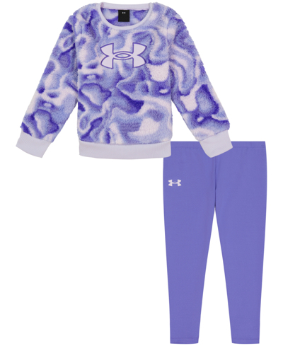 Under Armour Kids' Toddler Girls Sherpa Fuzzy Contours Crewneck And Leggings Set, 2 Piece In Violet Void