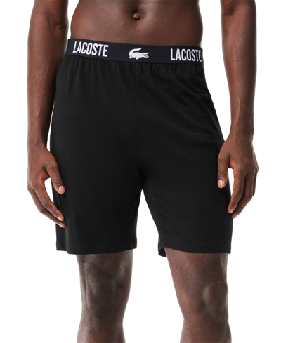 Lacoste Men's Straight Fit Logo Band Pajama Shorts In Black