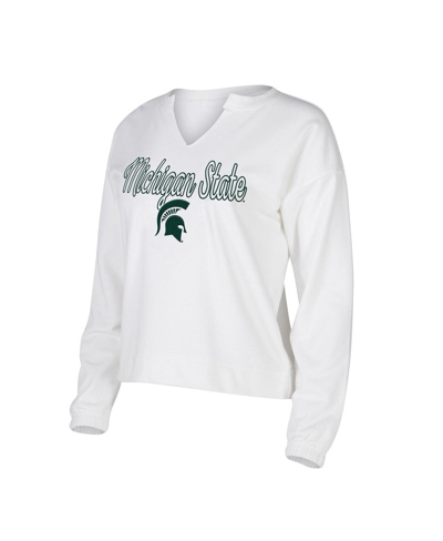 Concepts Sport Women's  White Michigan State Spartans Sienna Notch Neck Long Sleeve T-shirt