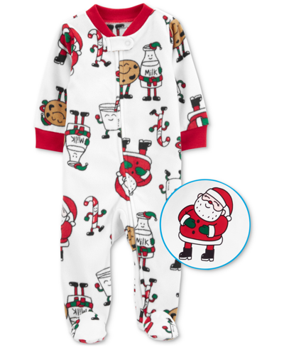 Carter's Baby One Piece Santa Cookies Fleece Footed Pajama In Beige Santa