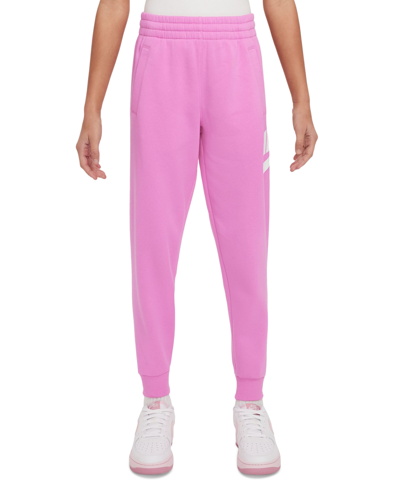 Nike Big Kids Club Fleece Jogger Pants In Playful Pink,white