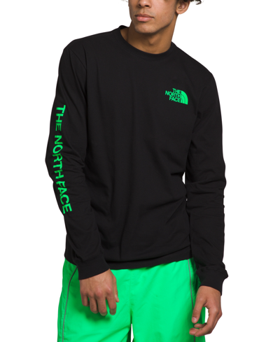The North Face Men's Graphic Long-sleeve Hit T-shirt In Tnf Black,chlorophyll Green