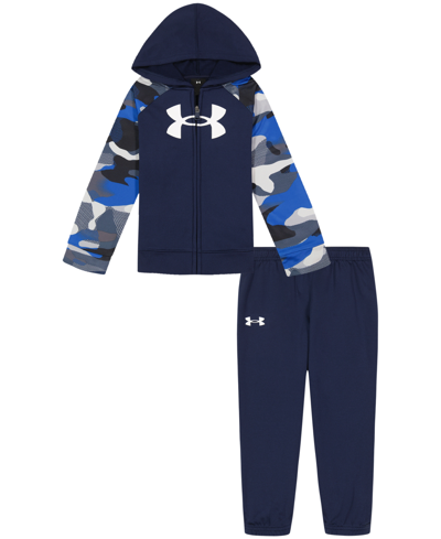 Under Armour Kids' Little Boys Neo Camo Zip-up Hoodie And Joggers Set In Midnight Navy