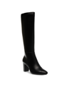 Anne Klein Womens Block Heel Faux Leather Knee-high Boots In Black Smooth